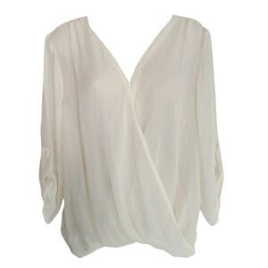 NWT Brooke Leigh white sheer floral lace back blouse size small